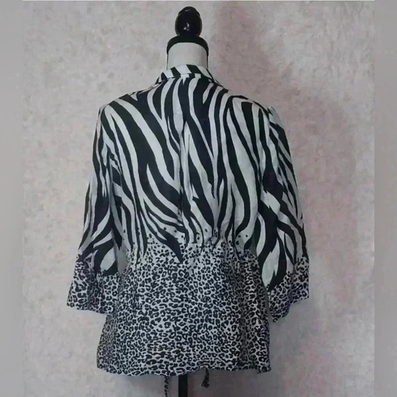 Alberto Makali Vintage Mixed Animal Print Linen Jacket - Picture 2 of 7